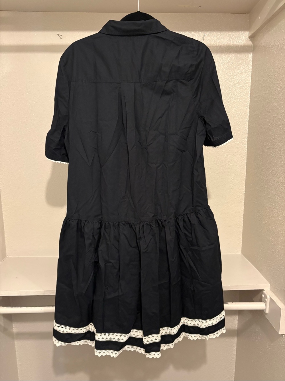 Kate Spade Black Shirt Dress with White Crochet Trim - Picture 3 of 6
